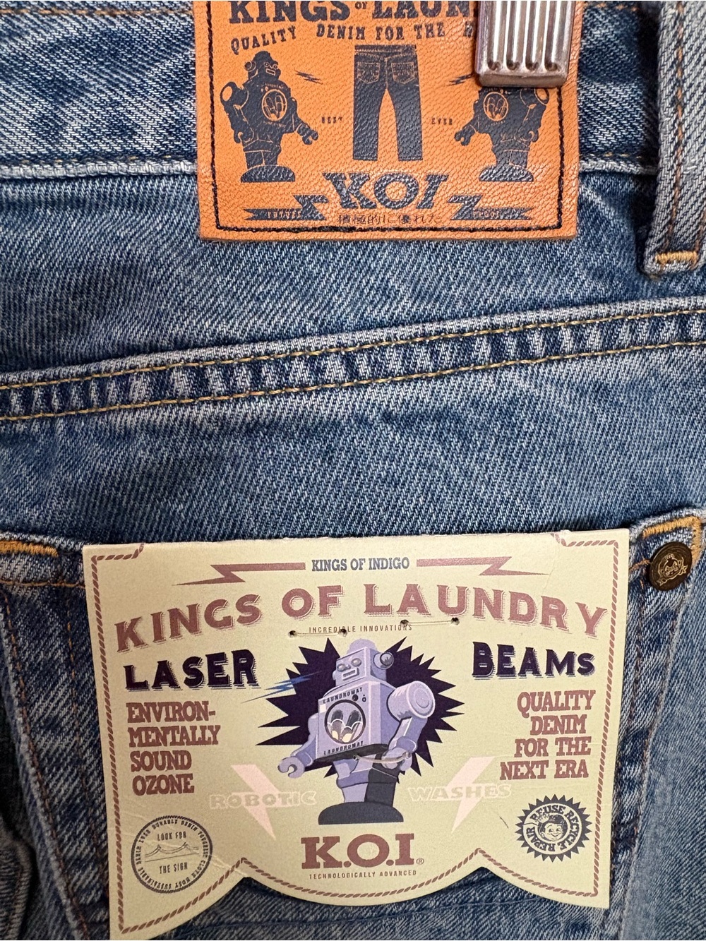Kings of Indigo| Distressed Light Blue Wide-Leg Jeans - Picture 6 of 13